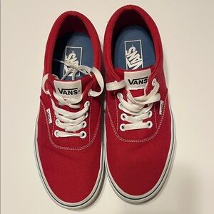 Vans Bold Red Sneakers with White/Black Checkered Accents